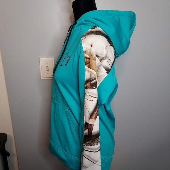 Huntworth 1/4 Zip Hoodie Blue/White Camo Size: Small - Picture 6 of 14